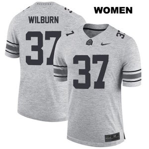 Women's NCAA Ohio State Buckeyes Trayvon Wilburn #37 College Stitched Authentic Nike Gray Football Jersey PA20W27XK